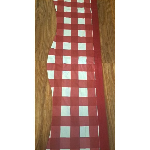Red Plaid Curtain Valance Scalloped Checked Farmhouse Country Cottage 60x14 - Picture 3 of 4